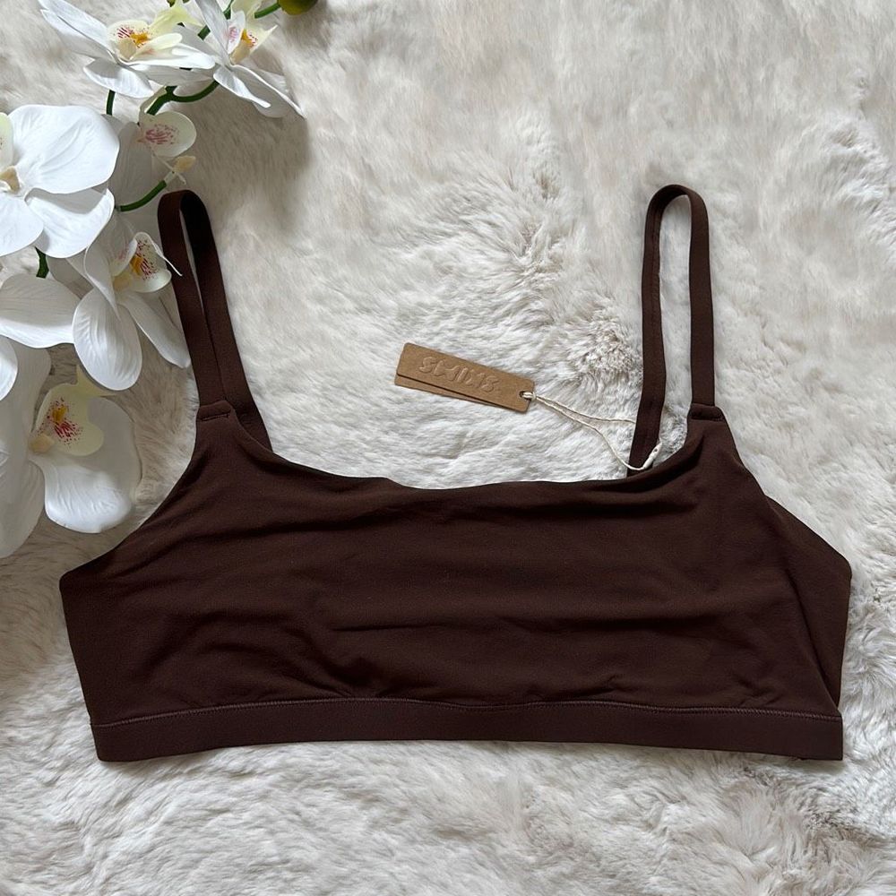 SKIMS Cotton Jersey Scoop Bralette Cocoa Size XL - Picture 4 of 7